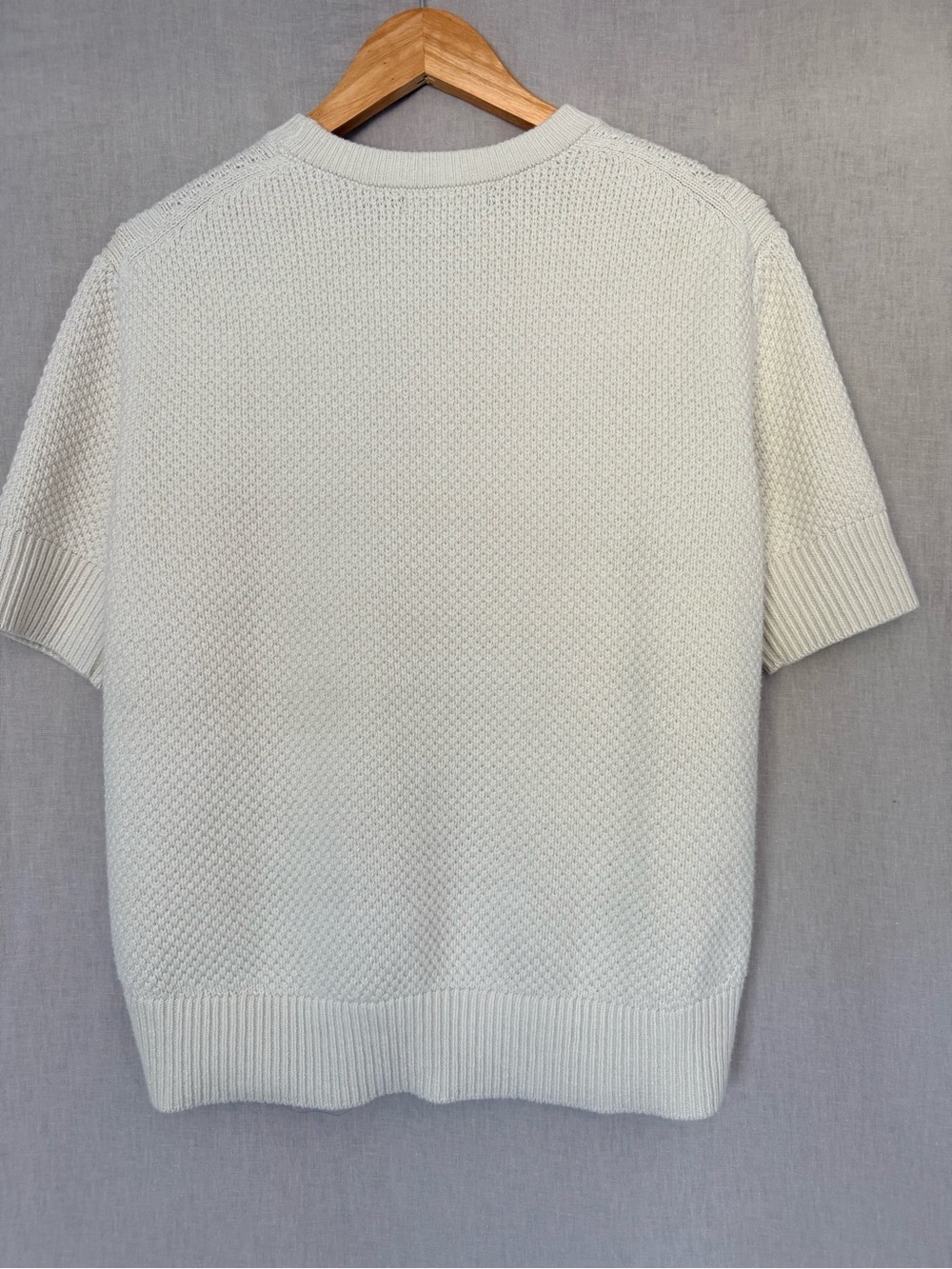 Banana Republic Oversized Textured Knit Sweater Ivory Cotton Blend Short Sleeve - Picture 4 of 12